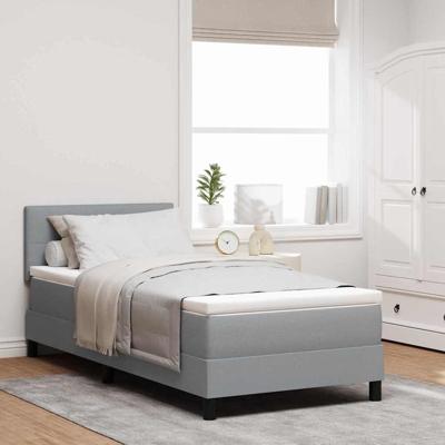 Boxspringbed met matras en LED stof lichtgrijs 100x200 cm