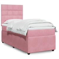Boxspring met matras fluweel roze 90x200 cm - thumbnail