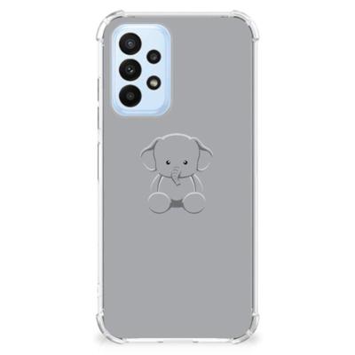 Samsung Galaxy A23 Stevig | Bumper Hoesje | Grijs Baby Olifant Samsung Galaxy A23 Stevig | Bumper Hoesje | Grijs Baby Olifant