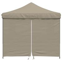 Partytent inklapbaar pop-up met 4 zijwanden taupe - thumbnail