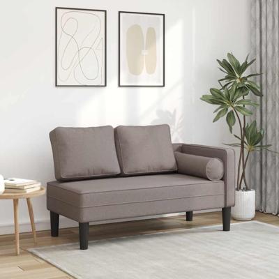 Chaise longue met kussens stof taupe Chaise longue met kussens stof taupe