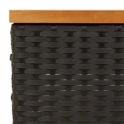 Parasolvoetbedekking 70x70x25 cm poly rattan acaciahout zwart - thumbnail
