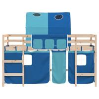Kinderhoogslaper met tunnel 80x200 cm massief grenenhout blauw - thumbnail