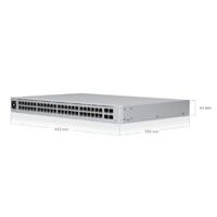 Ubiquiti Networks UniFi USW-48-POE-EU netwerkswitch, Gigabit Ethernet (10/100/1000), Ethernet-aansluiting, ondersteunt stroomvoorziening via deze poort (PoE), zilverkleurig - thumbnail