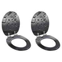 Toiletbrillen 2 st met soft-close deksels MDF druppelontwerp - thumbnail