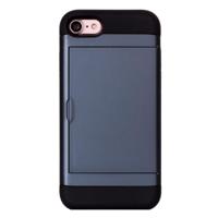 iPhone 7 & 8 TPU + Kunststof back cover Hoesje met opbergruimte voor pinpas (donker blauw) - thumbnail