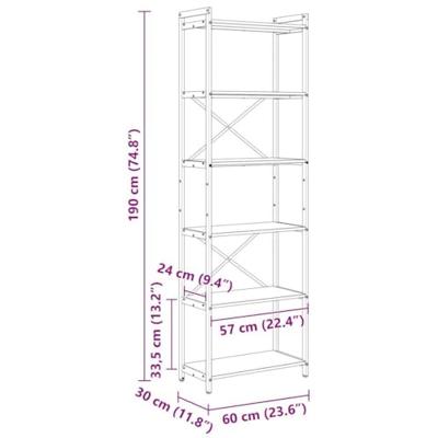 Boekenkast Zwart eiken 60 x 30 x 188 cm Spaanplaat