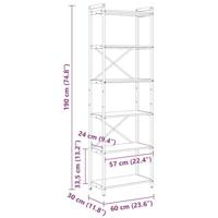 Boekenkast Gerookt eiken 60 x 30 x 188 cm MDF en Staal - thumbnail
