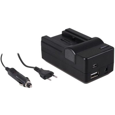 4-in-1 acculader voor Canon BP-709 / BP-718 / BP-727 / BP-745 - compact en licht - laden via stopcontact, auto, USB en Powerbank