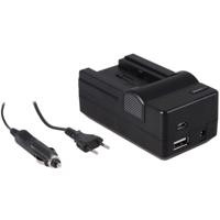4-in-1 acculader voor Canon BP-709 / BP-718 / BP-727 / BP-745 - compact en licht - laden via stopcontact, auto, USB en Powerbank - thumbnail