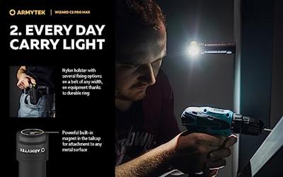 ArmyTek Wizard C2 Pro Max Magnet White Handlamp werkt op een accu LED Met magneethouder 3720 lm 1440 h 79 g ArmyTek Wizard C2 Pro Max Magnet White Handlamp werkt op een accu LED Met magneethouder 3720 lm 1440 h 79 g