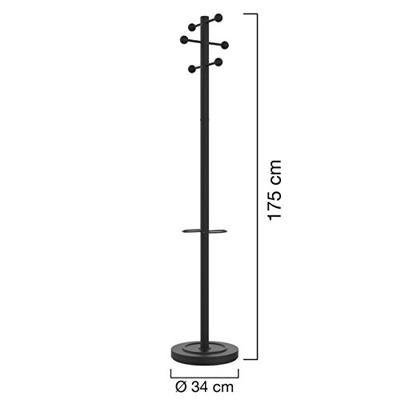 Unilux kapstok Access, hoogte 175 cm, 6 kledinghaken, met parapluhouder, zwart met hout