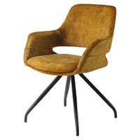 LivingFurn Eetkamerstoel 'Capp' Velvet, kleur Okergeel - thumbnail