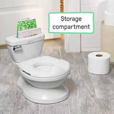 INGENUITY Mini kindertoilet met toiletverkleiner, muzikale spoeling en geïntegreerde opbergruimte voor doekjes, wit INGENUITY Mini kindertoilet met toiletverkleiner, muzikale spoeling en geïntegreerde opbergruimte voor doekjes, wit