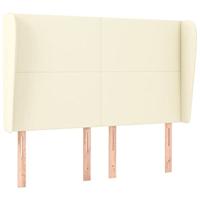 Hoofdbord met randen 147x23x118/128 cm kunstleer crèmekleurig - thumbnail