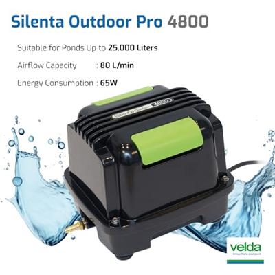 Velda Silenta Outdoor 4800 Air Pump - 65W, 25,000L Pond Aeration Pro Set with 2 XXL Air Stones - thumbnail