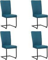 Set van 4 Blauwe leren industriële eetkamerstoelen Dry - poot rond zwart - Toledo Leer Turquoise (blauw leer) - thumbnail