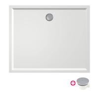 Douchebak Xenz Mariana | 120x100x4 cm | Incl.Afvoersifon-Chroom | Acryl | Rechthoekig | Wit glans - thumbnail