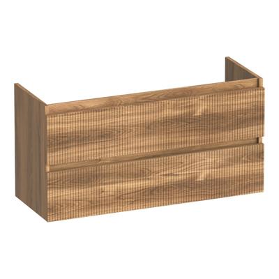 Brauer Joy Wavy - Onderkast Ondiep - 100 cm - met 2 Softclose Lades Greeploos en 1 Sifon Uitsparing - Honey