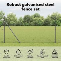 VidaXL Afrasteringspaal grijs 10 x 1 m (13 mm gaas) staal en pvc - thumbnail