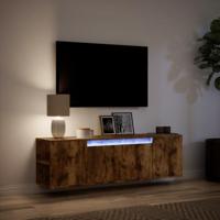 Tv-wandmeubel met LED-verlichting 135x31x39,5 cm gerookt eiken - thumbnail