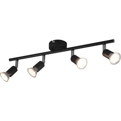 LED Plafondspot 4-lichts Rond GU10 - Mat Zwart Aluminium