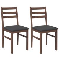 Eetkamerstoelen met kussens 2 st massief hout rubber bruin - thumbnail