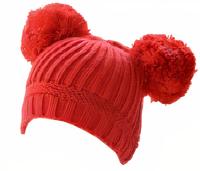 Soft Touch babymuts PomPoms junior acryl rood mt 1-2 jaar - thumbnail