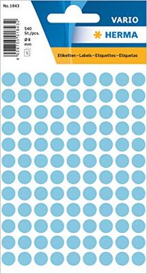 Etiket herma 1843 rond 8mm blauw 540st Etiket herma 1843 rond 8mm blauw 540st