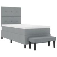 Boxspringbed met matras en bank stof lichtgrijs 100x200 cm - thumbnail