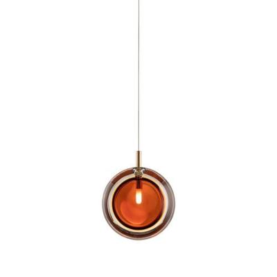 Bomma Lens Single Hanglamp - Amber glas - Geborsteld goud Bomma Lens Single Hanglamp - Amber glas - Geborsteld goud