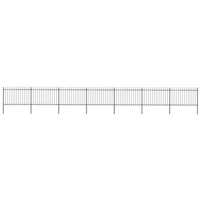 Tuinhek met speren bovenkant 11,9x1,2 m staal zwart