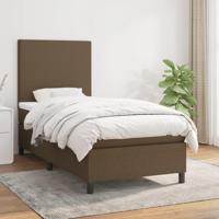 Boxspring met matras stof donkerbruin 90x190 cm - thumbnail