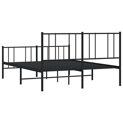 Bedframe met hoofd- en voeteneinde metaal zwart 135x190 cm