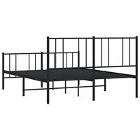Bedframe met hoofd- en voeteneinde metaal zwart 140x190 cm - thumbnail