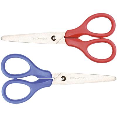 Q-CONNECT schaar, ft 13 cm, rechts en links, ronde punt, RVS, geassorteerde kleuren, blister van 1 stuk