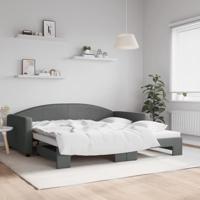 Slaapbank met onderschuifbed 100x200 cm stof donkergrijs - thumbnail