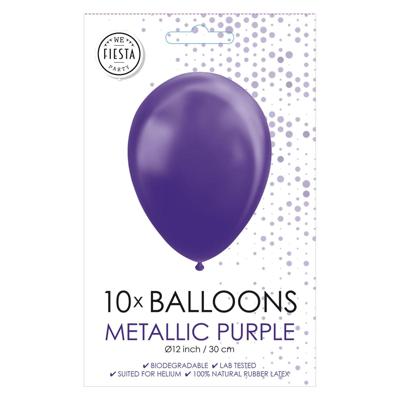 Globos Ballonnen metallic paars 30cm, 10st.