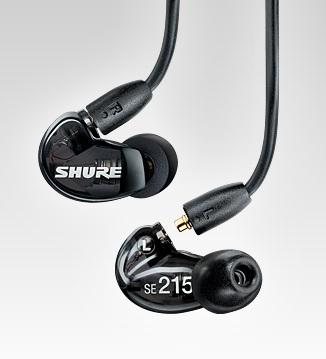 Shure SE215-K, In-ear hoofdtelefoon/oordopjes, zwart, premium, geluidsisolatie, ruisonderdrukking, één driver, verwisselbare kabel, dynamische bas