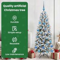 VidaXL Kunstkerstboom wit 150 cm pvc en plastic en staal en pe - thumbnail