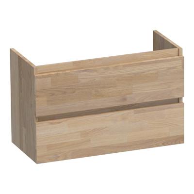 Brauer Joy - Onderkast Ondiep - 80 cm - met 2 Softclose Lades Greeploos en 1 Sifon Uitsparing - Vingerlas Eiken Grijs