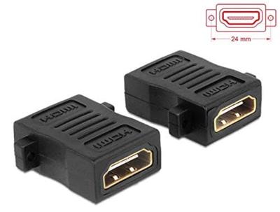 Delock 65509 HDMI Adapter [1x HDMI-bus - 1x HDMI-bus] Zwart Schroefbaar, Vergulde steekcontacten