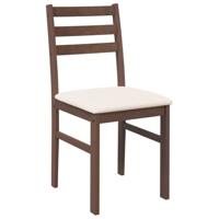 Eetkamerstoelen met kussens 2 st massief hout rubber bruin - thumbnail