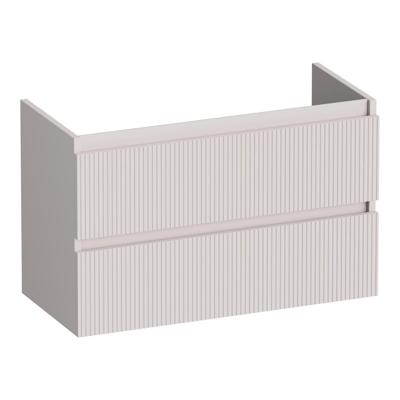 Brauer Joy Wavy - Onderkast Ondiep - 80 cm - met 2 Softclose Lades Greeploos en 1 Sifon Uitsparing - Mat Zand