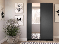 Kledingkast SAFIAT 2 schuifdeuren 120 cm zwart - thumbnail