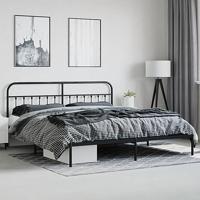 Bedframe met hoofdbord metaal zwart 200x200 cm - thumbnail