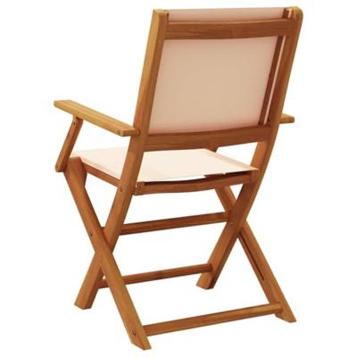 Tuinstoelen 2 st massief acaciahout en stof beige - thumbnail