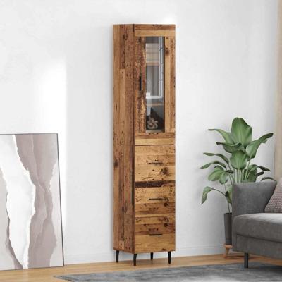 Highboard met lade Oud Hout 34,5 x 34 x 180 cm Bewerkt hout