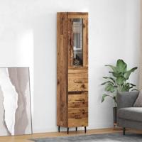 Highboard met lade Oud Hout 34,5 x 34 x 180 cm Bewerkt hout - thumbnail