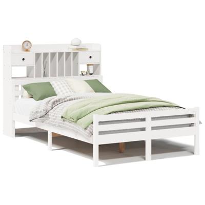 Bed met boekenkast zonder matras grenenhout wit 150x200 cm
